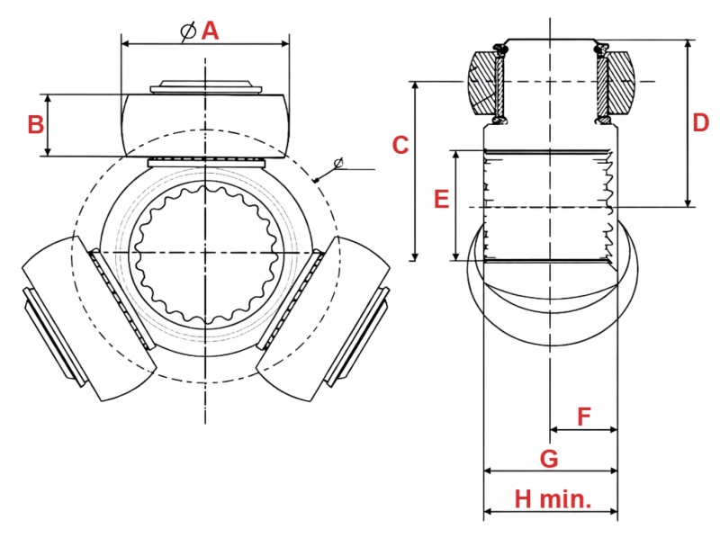 Technische Abmessungen und Referenzdiagramm